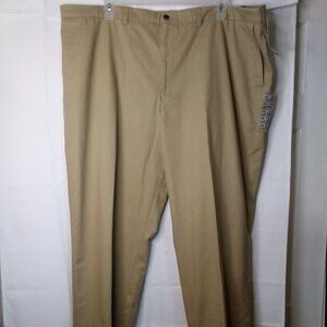 St. John's Bay Pants Men 48 x 32 Big Tall Relaxed Fit Wrinkle Free Khaki Tan